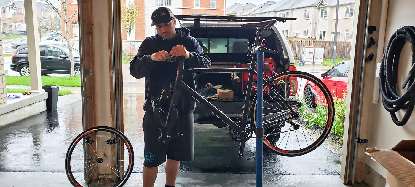 Mike doing a major tune-up in garage