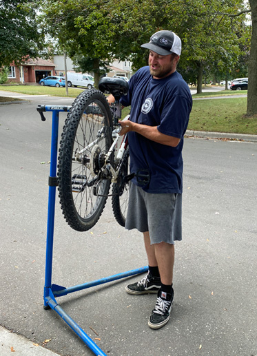 Mike with bike on rack